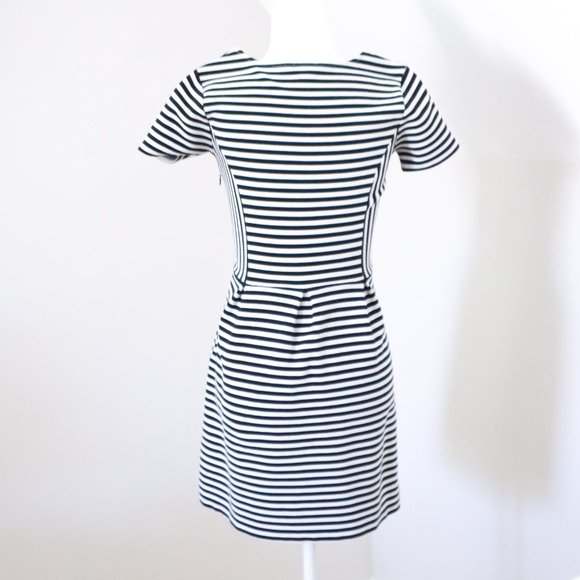 J. Crew Factory Black White Striped Short Sleeve Dress 0 - Picture 3 of 3